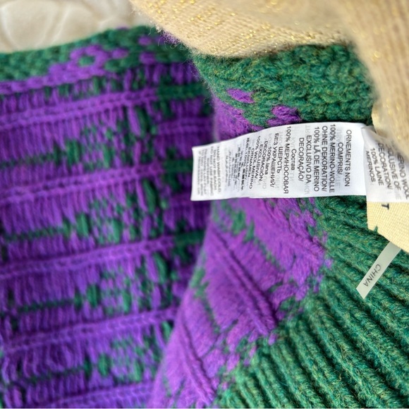 Tory Burch Merino Fair Isle Scarf Dark Ceramic Green - Picture 3 of 13